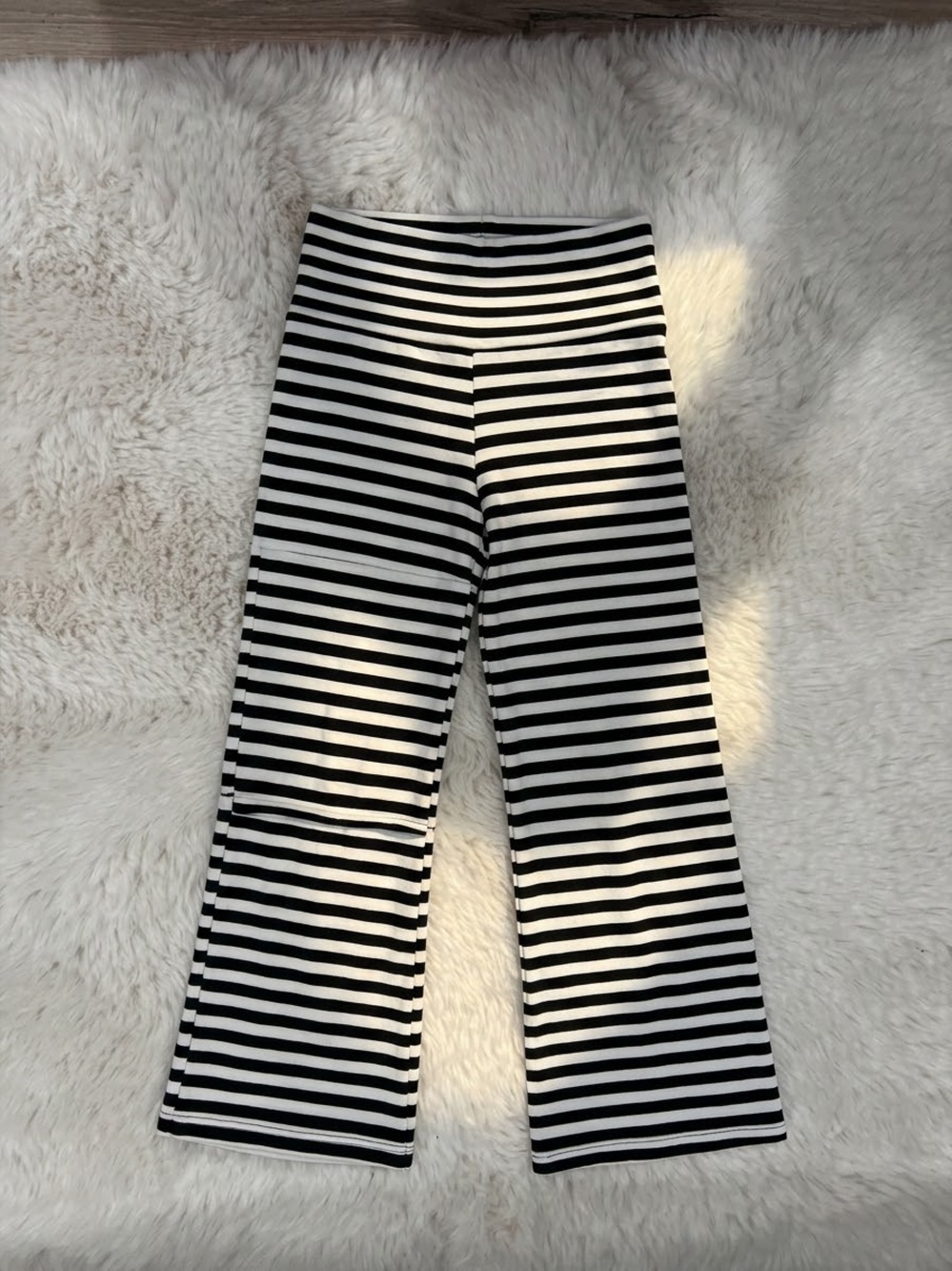Striped Black & White Kids Leggings